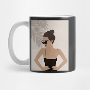 Girl, Fashion girl, Boho style art, Mid century art Mug